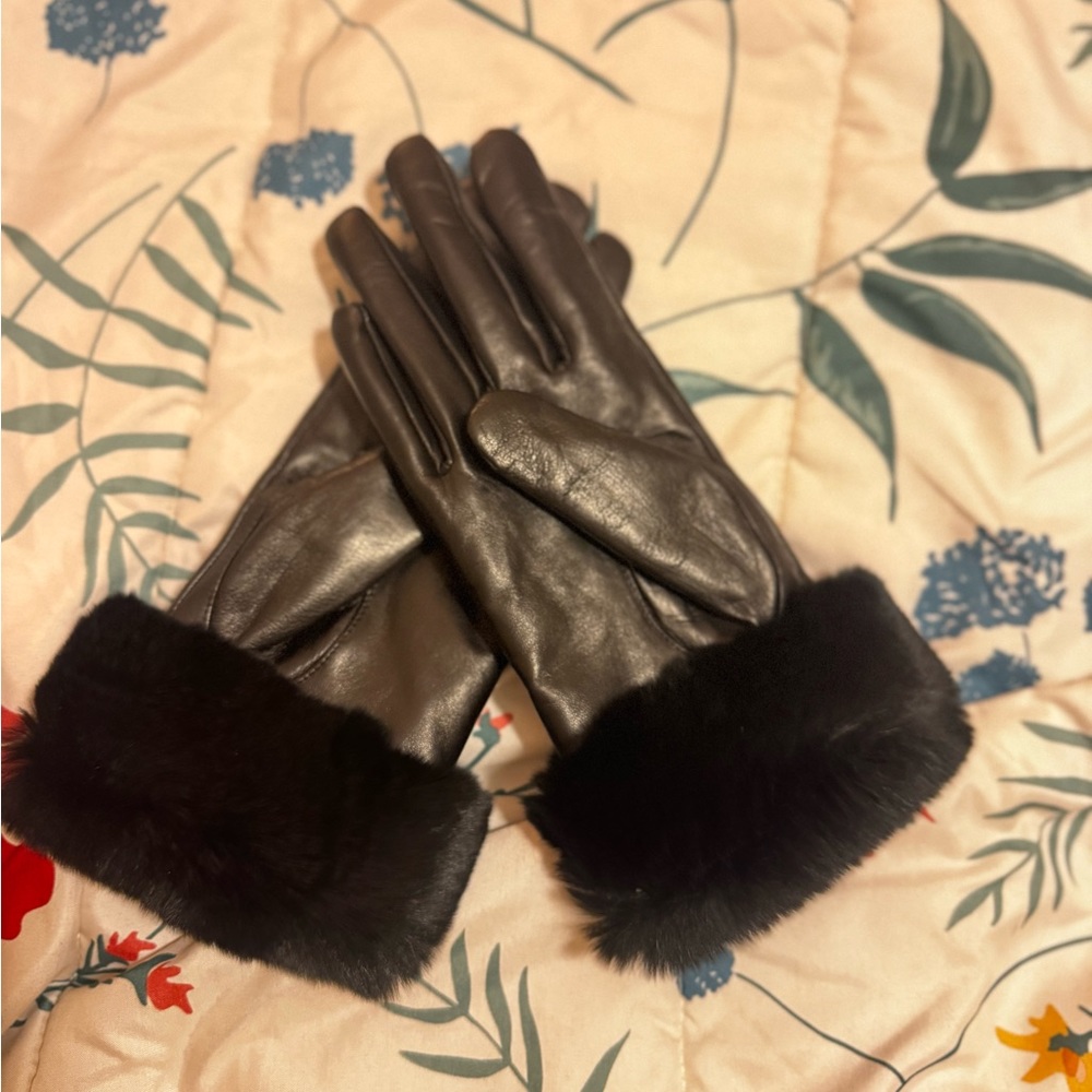 Leather Rabbit fur Gloves 🐇